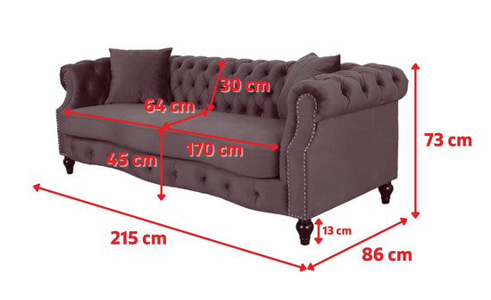 Faux Leather Suede Brown 3 Seater Chesterfield Sofa LUSSO(5)