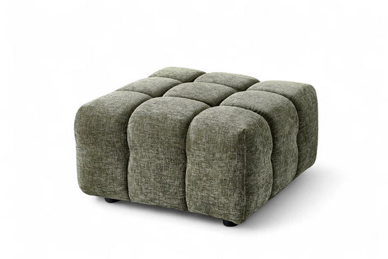 Sage Green Chenille Fabric Left Hand Facing Corner Sofa with Ottoman TRANQUILLITÀ