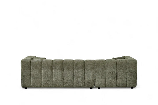 Sage Green Chenille Fabric Left Hand Facing Corner Sofa with Ottoman TRANQUILLITÀ