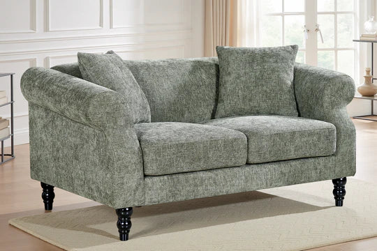 Sage Green Chenille Fabric 2 Seater Sofa DIMORA