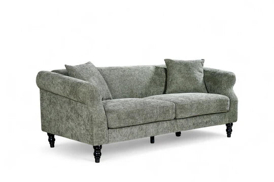 Sage Green Chenille Fabric 3 Seater Sofa DIMORA