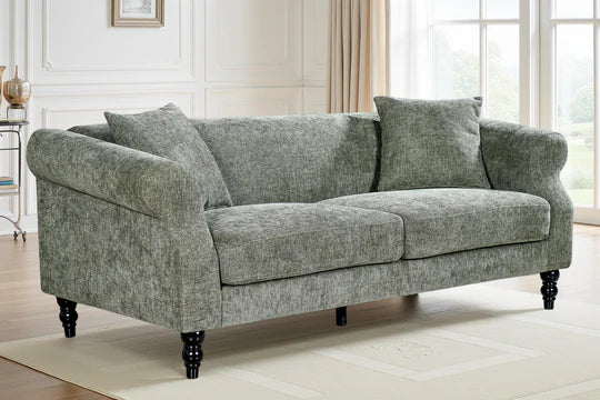 Sage Green Chenille Fabric 3 Seater Sofa DIMORA