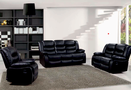 Faux Leather Black 3 + 2 +1 Seater Manual Recliner Sofa GLORIA(1)