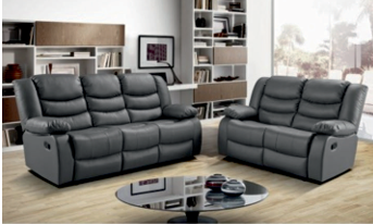 Faux Leather Grey 3 + 2 Seater Manual Recliner Sofa GLORIA