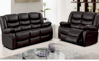 Faux Leather Brown 3 + 2 Seater Manual Recliner Sofa GLORIA