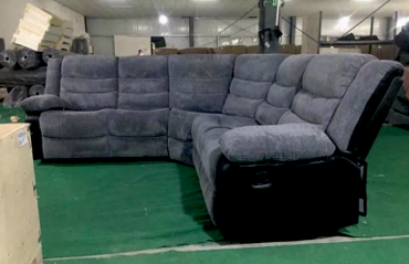 Grey Jumbo Cord Sofa Corner Manual Recliner Sofa FRESCHEZZA