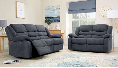 Fabric Grey 2 +3  Seater Manual Recliner Sofa FASCINO