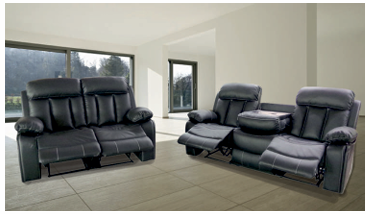 Faux Leather Grey3 + 2 Seater Manual Recliner Sofa Set MODERNITÀ
