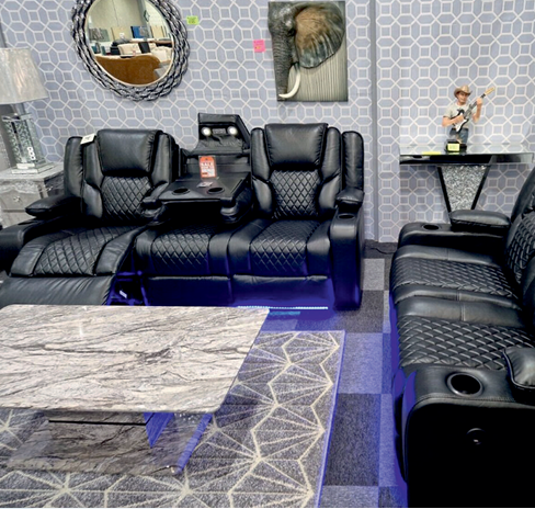 Faux Leather Black 3 + 2 Seater Electric Recliner Sofa Set FORZA