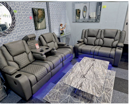 Faux Leather Grey 3 + 2 Seater Electric Recliner Sofa Set FORZA