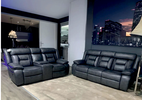 Faux Leather Grey 2 +3  Seater Electric Recliner Sofa STELLA