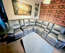 Tech Leather Grey Corner Electric Recliner Sofa PRINCIPESSA