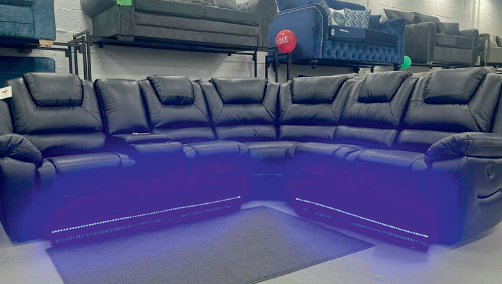 Tech Leather Black Corner  Electric Recliner Sofa SAGGEZZA