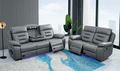 Tech Leather Grey 2 + 3 Seater Electric Recliner Sofa PUREZZA