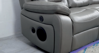 Tech Leather Grey 2 + 3 Seater Electric Recliner Sofa PUREZZA