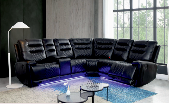 Tech Leather Black Corner Electric Recliner Sofa COMFORT