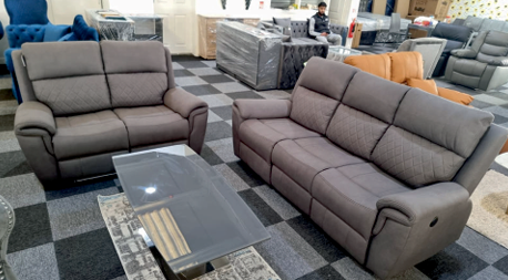 Fabric Grey 2 + 3 seater Electric Recliner Sofa  CRESCITA