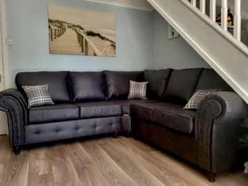 Faux Leather Grey Corner  Sofa STABILITÀ