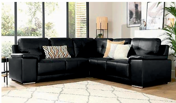 Faux Leather Black Corner Sofa VITALITÀ