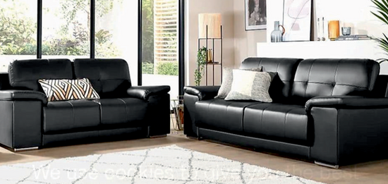Faux Leather Black 2+3 seater Sofa VITALITÀ