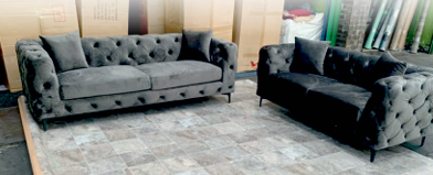 Fabric Grey 2+ 3 Chesterfield Sofa  RESILIENZA