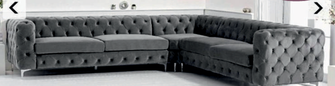Fabric Grey  corner Chesterfield Sofa  RESILIENZA