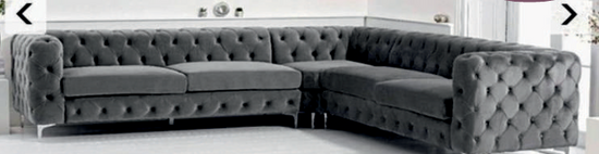 Fabric Grey  corner Chesterfield Sofa  RESILIENZA