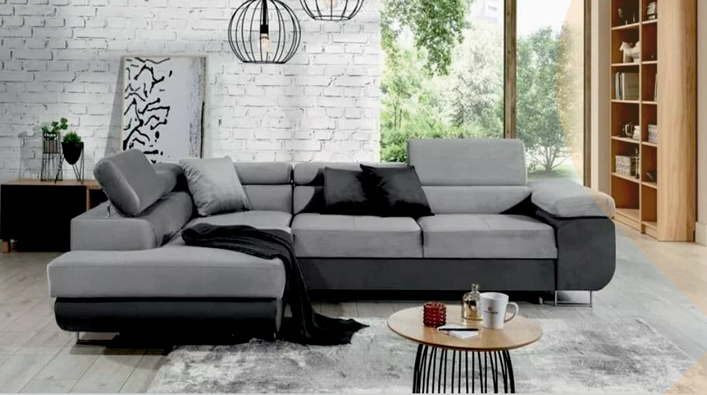 Grey Fabric Corner Sofabed  PREZIOSO