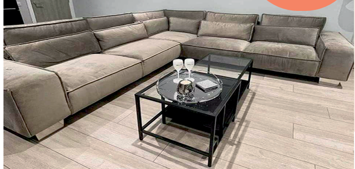 Fabric Beige Corner Sofa   ELEGANTE