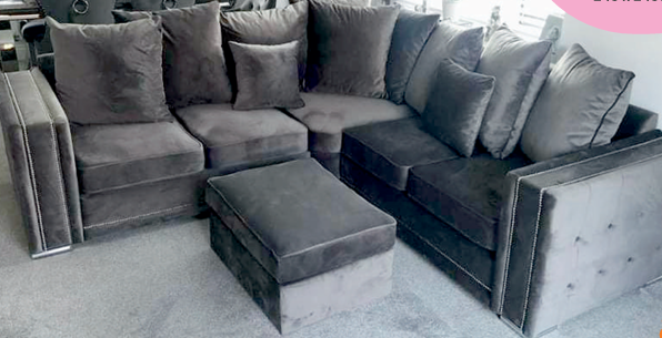 Grey Fabric  Corner Sofa AMORE