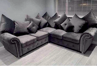 Grey Fabric Corner Sofa PARADISO