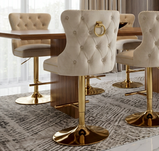 Victoria Cream and Gold Breakfast Stools Gold RING Knocker
