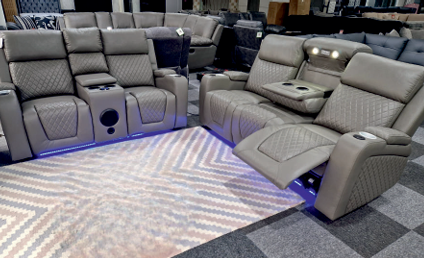 Tech Leather Grey 2 +3  Seater Electric Recliner Sofa FIORITURA