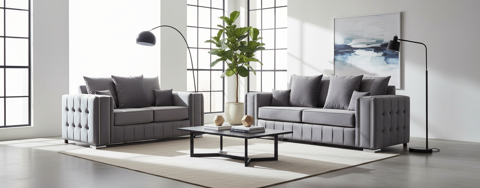 Aila Full Back/Scatter Back Sofa Set - 2 Seater