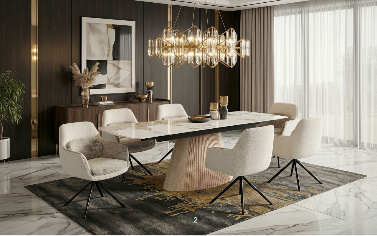 Monaco Pandora Beige Sintered Stone Extendable Table