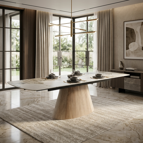 Monaco Pandora Beige Sintered Stone Extendable Table
