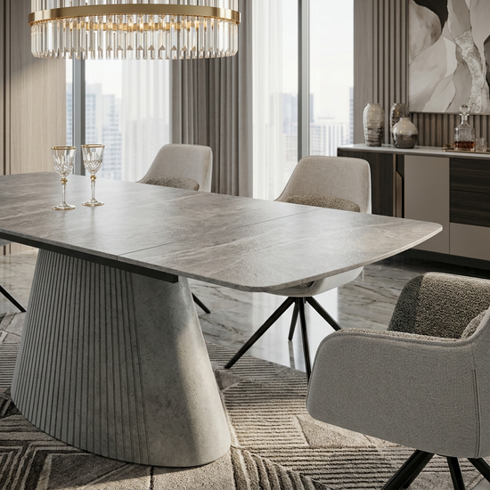 Monaco Grey Sintered Stone Extendable Table