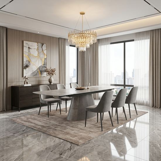 Monaco Grey Sintered Stone Extendable Table