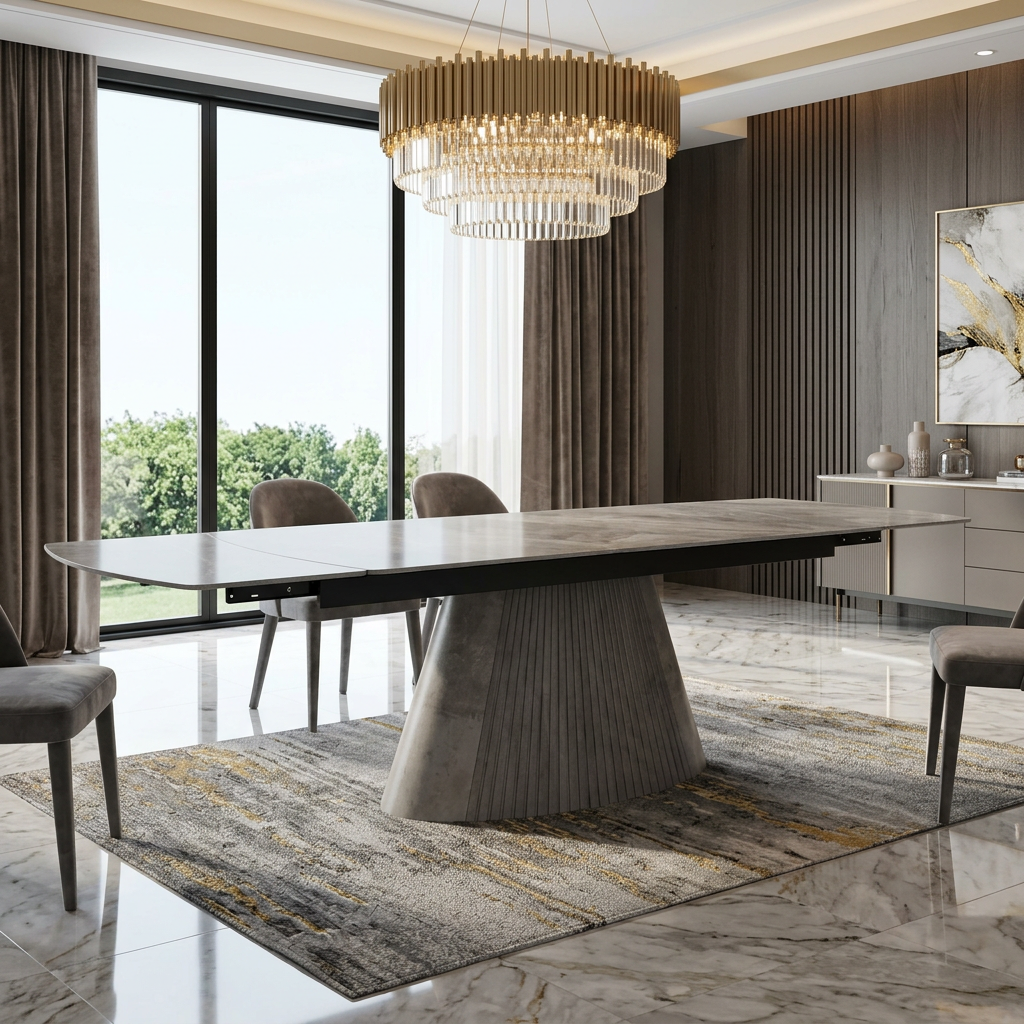 Monaco Grey Sintered Stone Extendable Table