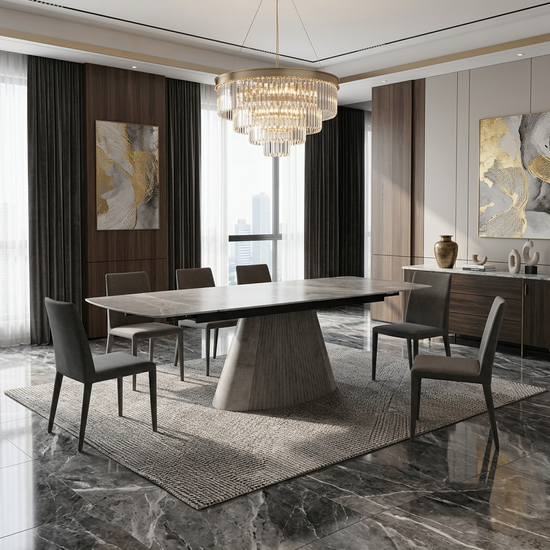 Monaco Grey Sintered Stone Extendable Table