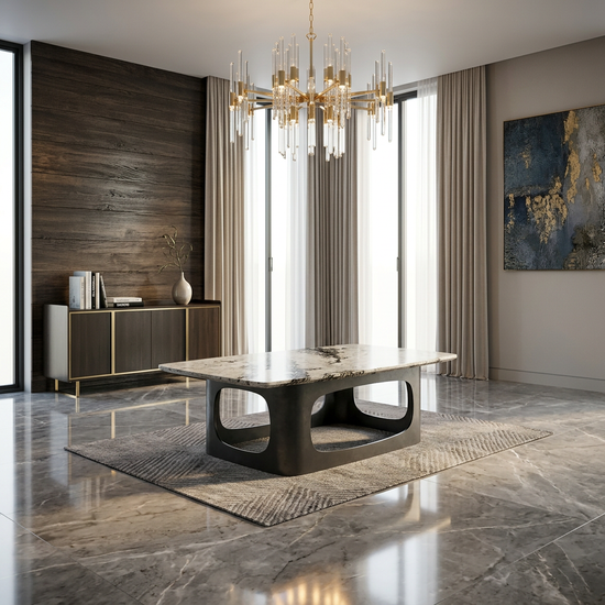 Lina Grey Marble Coffee Table Grey Metal Base