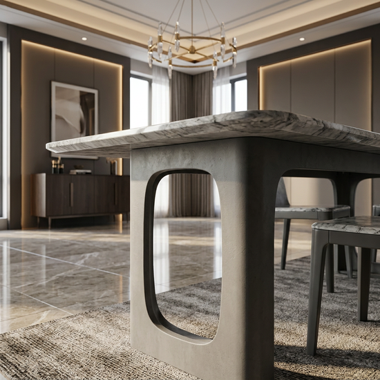 Lina Grey Marble Console Table Grey Metal Base