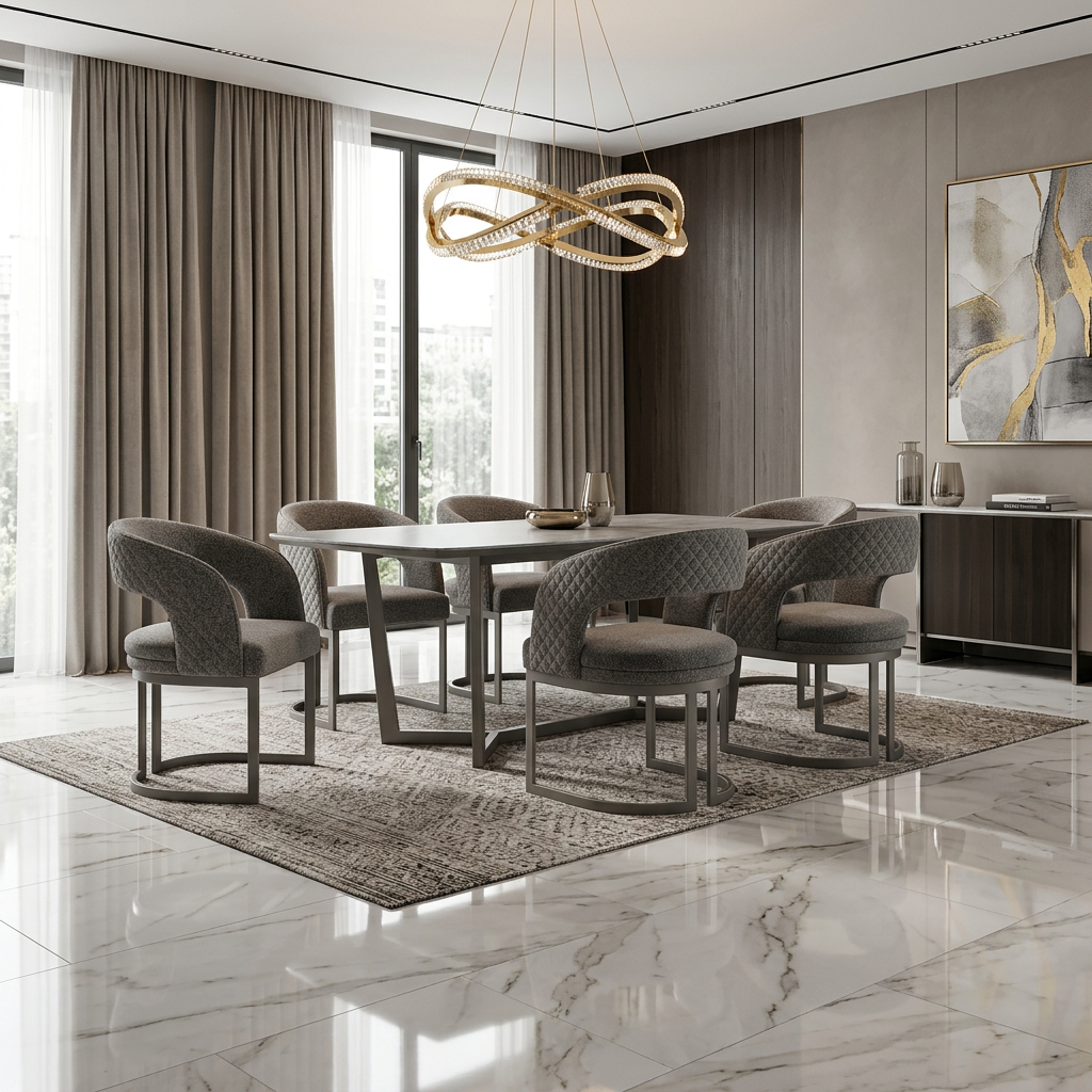 Lina Grey Dining Chair Grey Metal Base