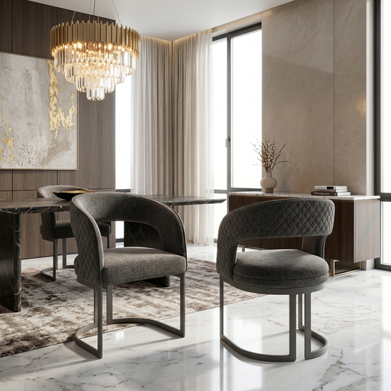 Lina Grey Dining Chair Grey Metal Base