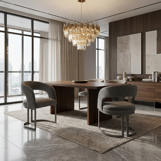 Lina Grey Dining Chair Grey Metal Base