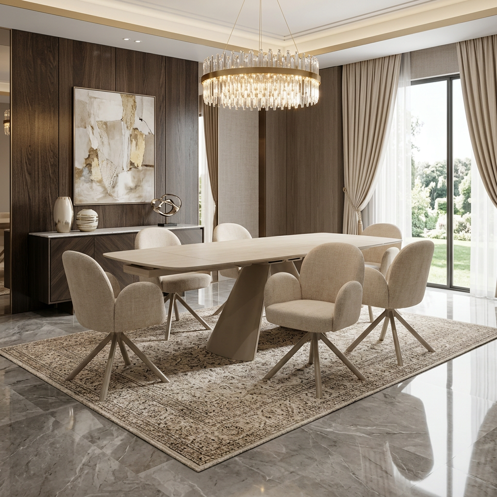 Gstaad Beige Extendable Sintered Stone Table