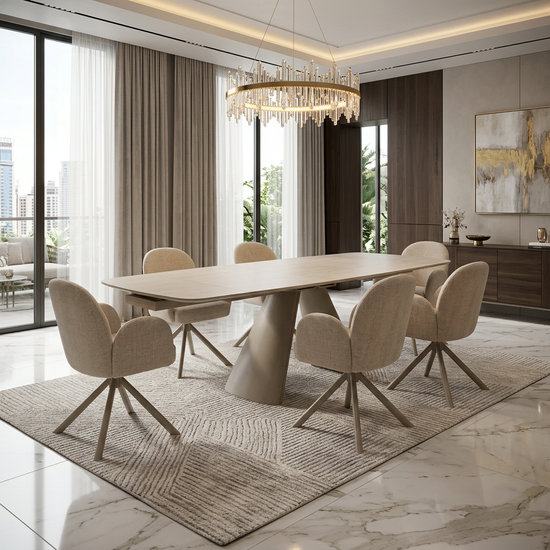 Gstaad Beige Extendable Sintered Stone Table