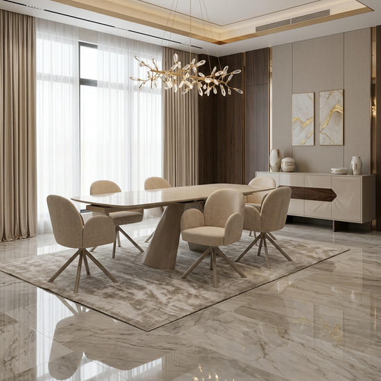 Gstaad Beige Extendable Sintered Stone Table