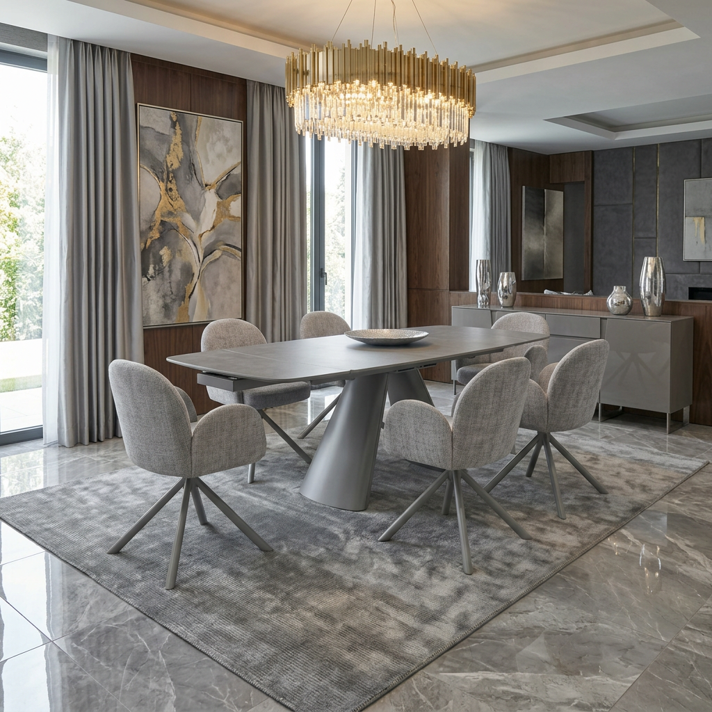 Gstaad Grey Extendable Sintered Stone Table