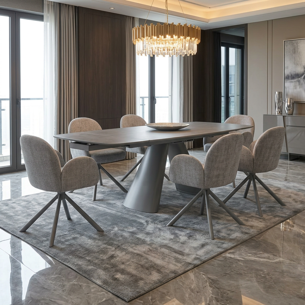 Gstaad Grey Extendable Sintered Stone Table
